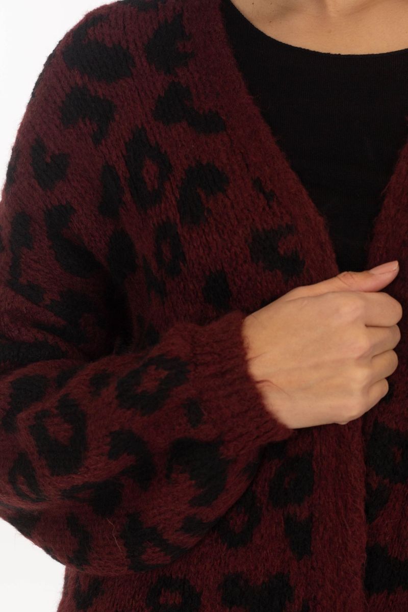 Cardigan con motivo leopardo