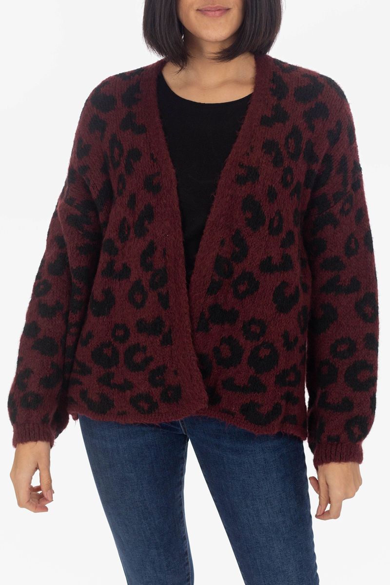 Cardigan con motivo leopardo