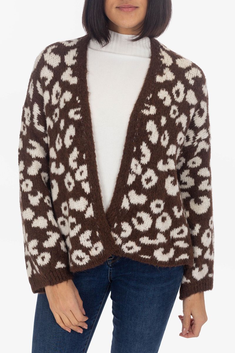 Cardigan con motivo leopardo