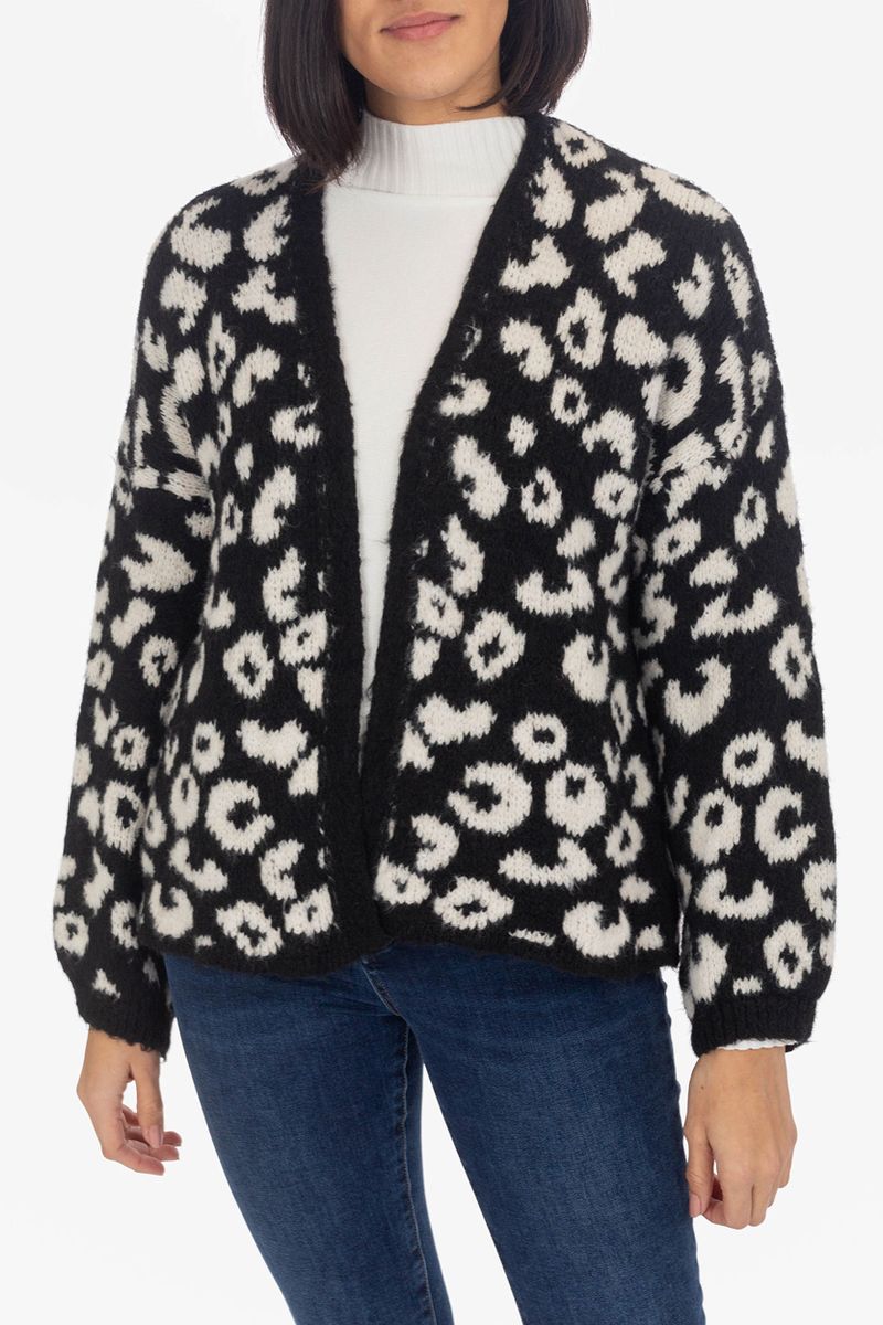 Cardigan con motivo leopardo