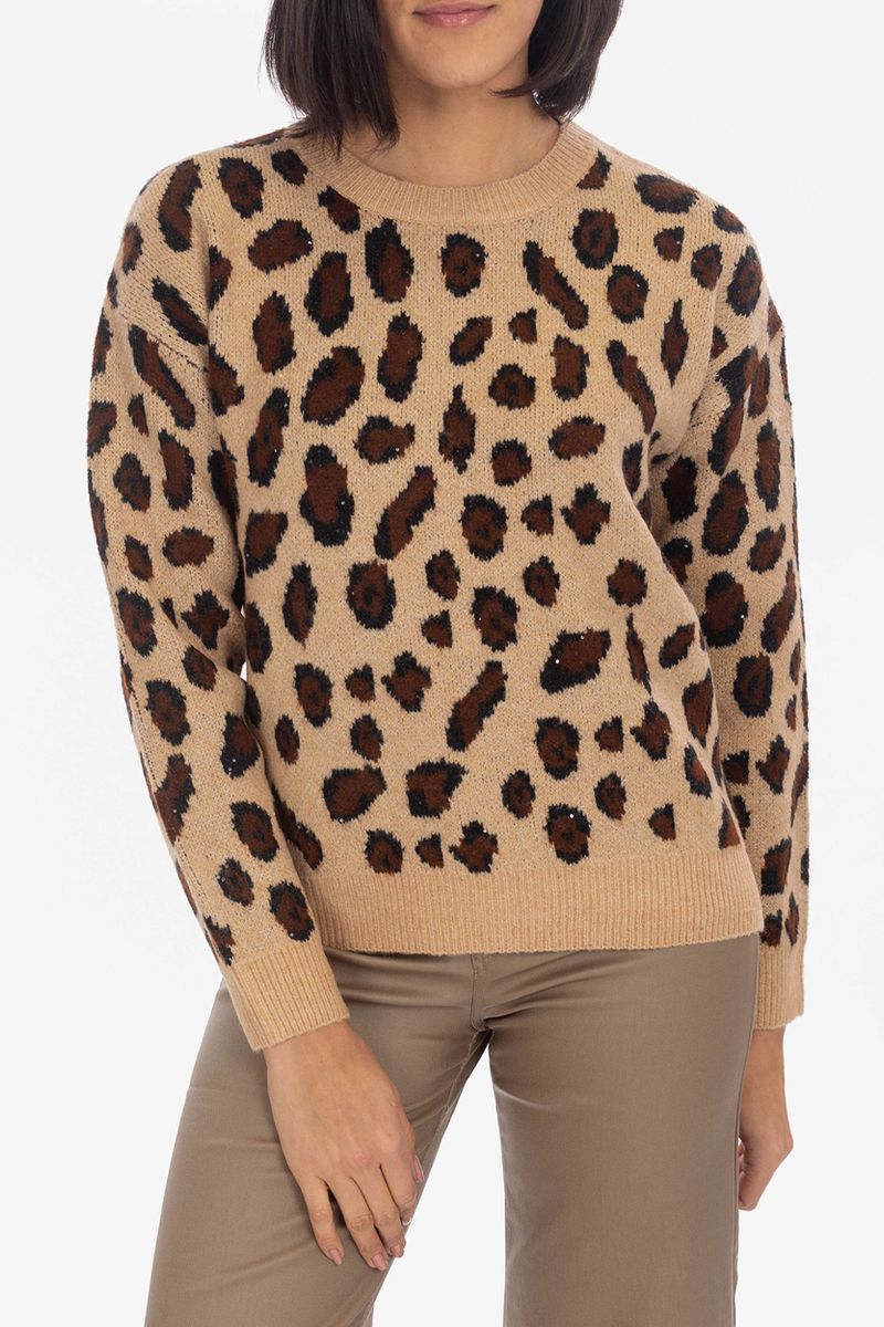 Knitted sweater With glitter leo details