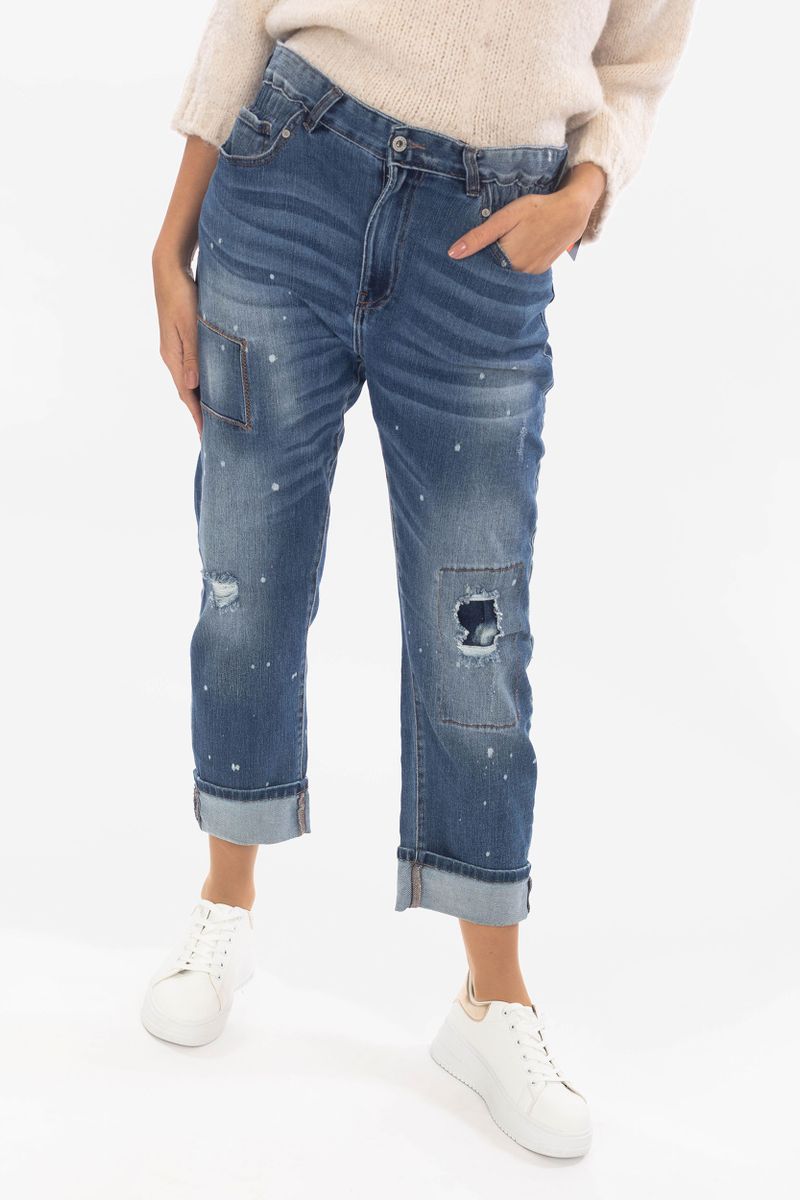 Vriendje jeans met vernietigde effecten