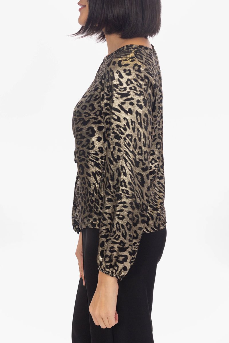 Leopard blouse with waist belt