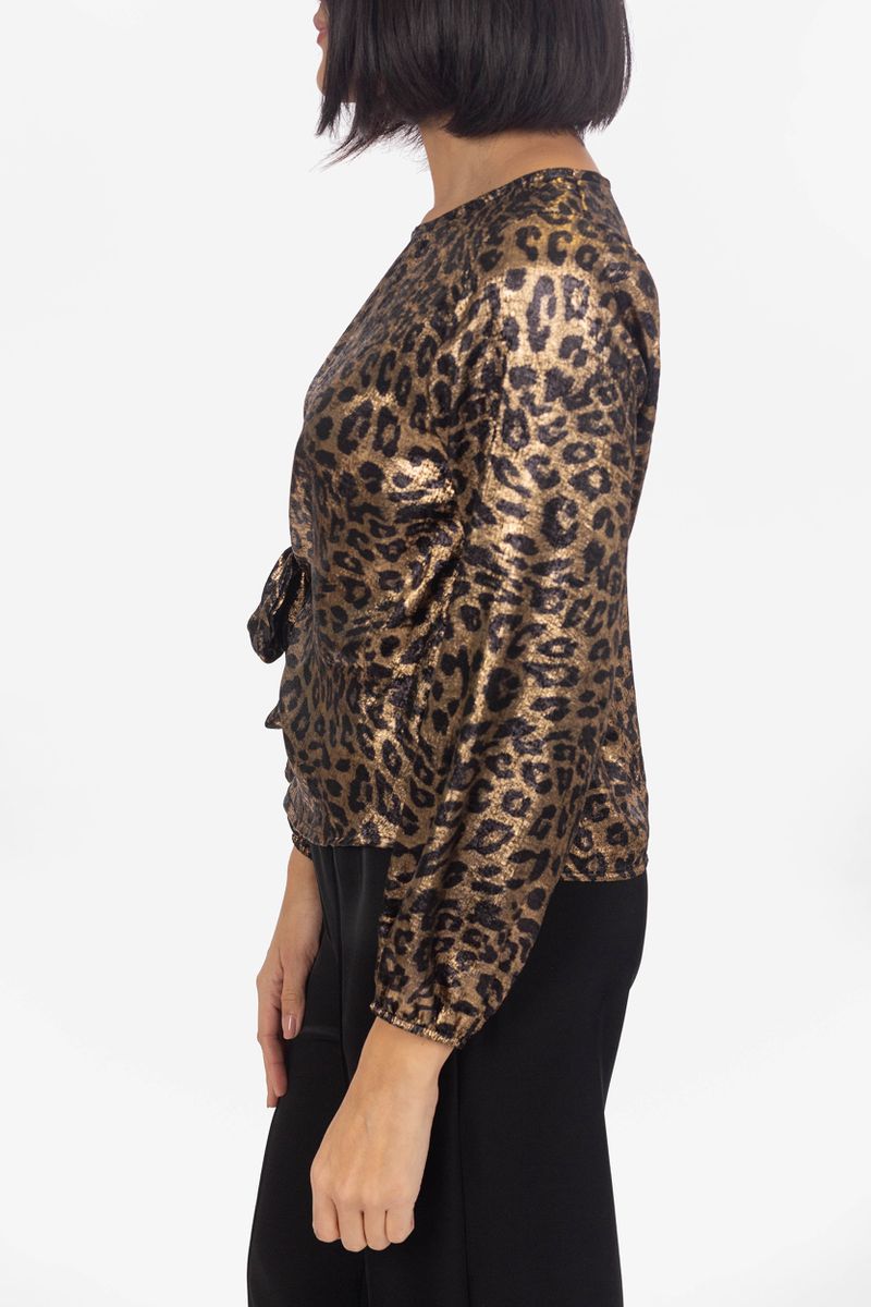 Leopard blouse with waist belt