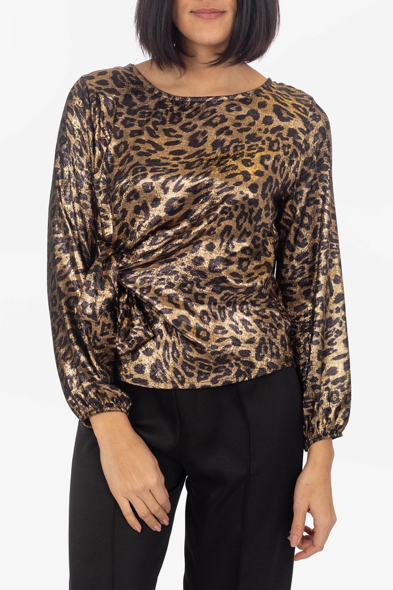 Leopard blouse with waist belt