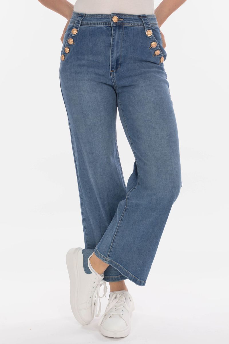 Panatalon avec Détail des jambes larges et boutones