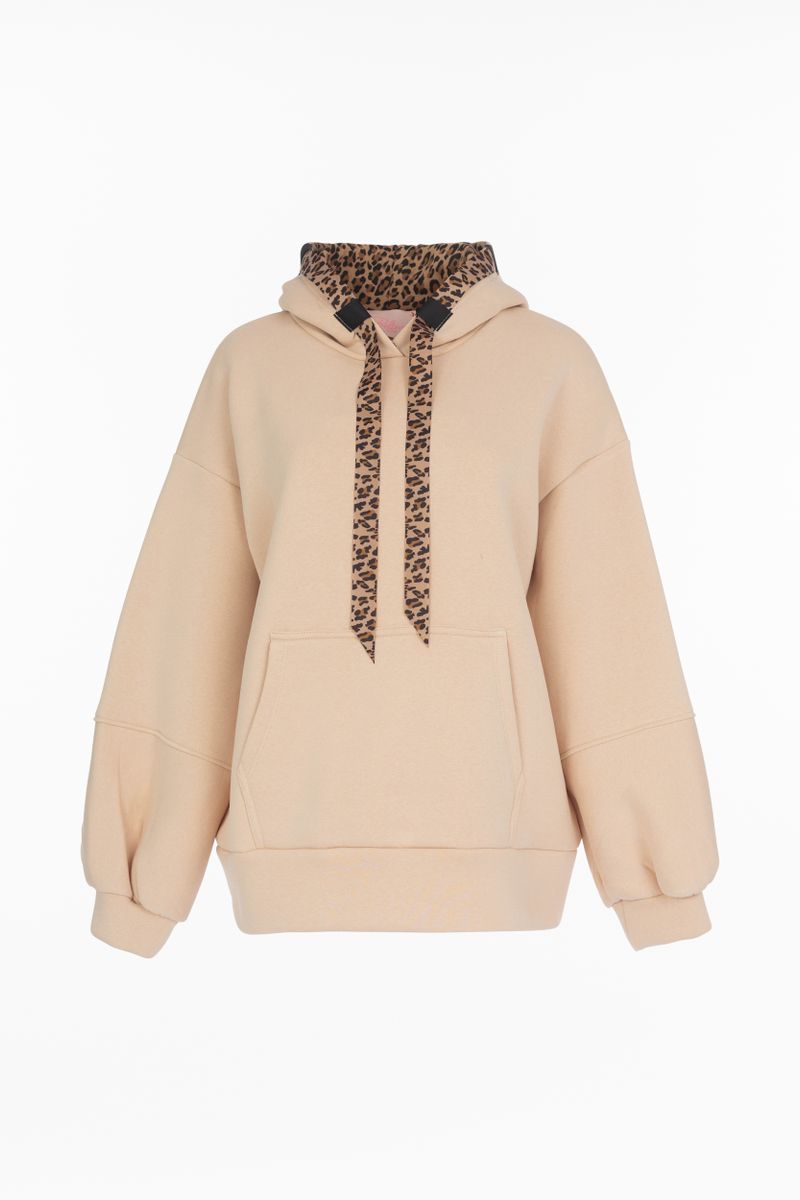 Hoodie mit Leo- Print Kordeln