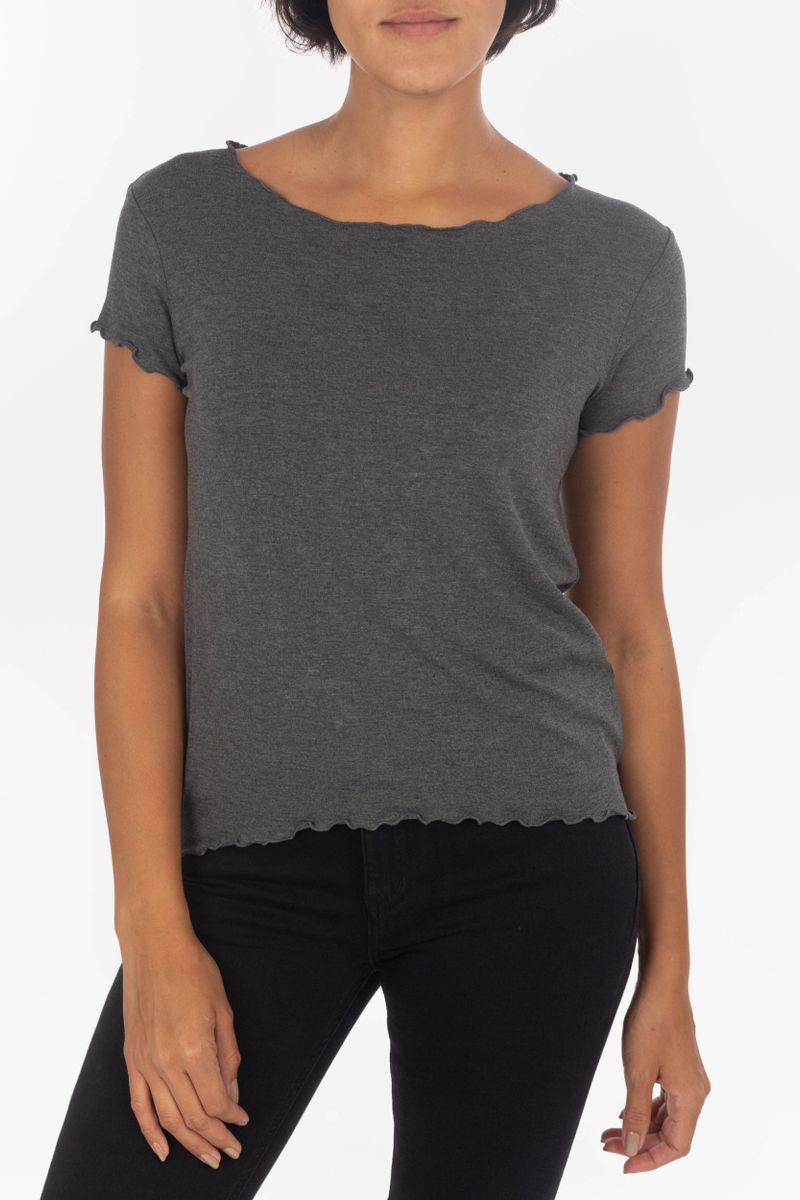 Basic T-Shirt mit Wellensaum