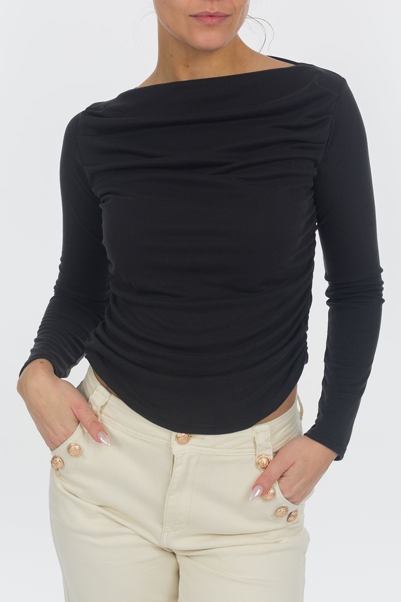 Long-sleeved shirt with draping