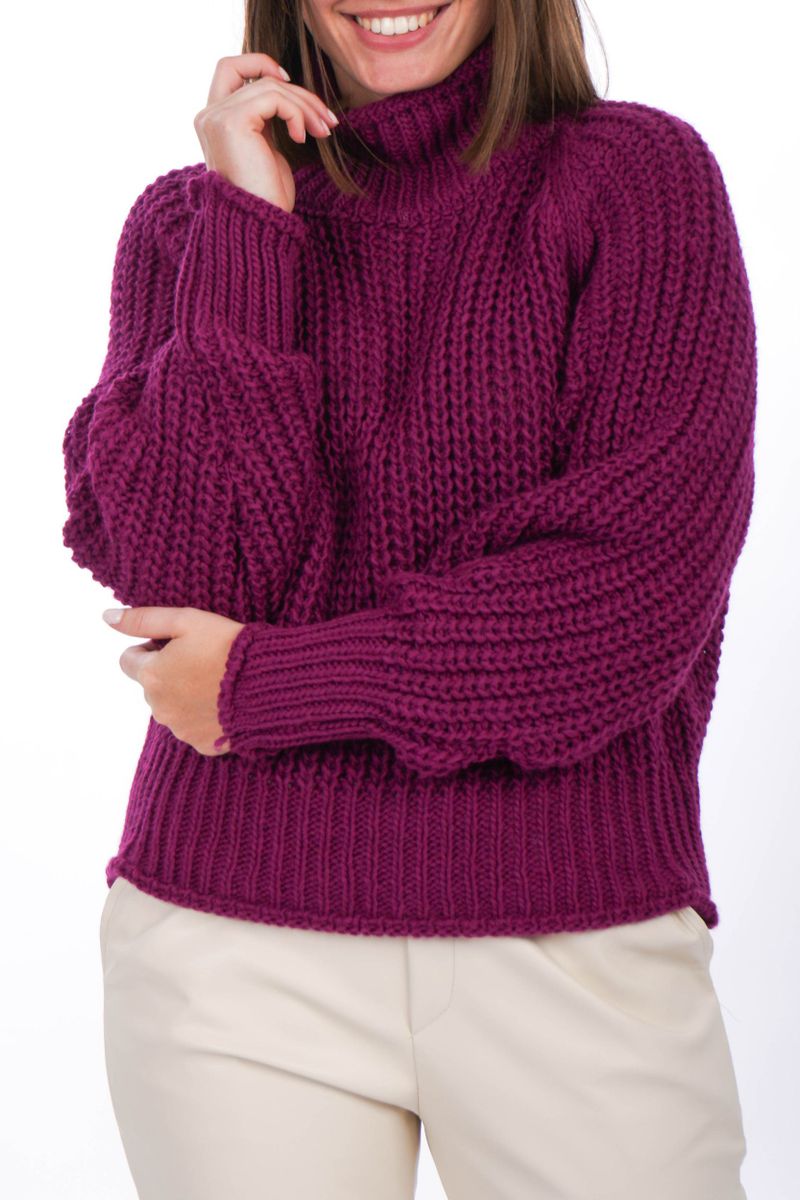 Pull à tricot grossier avec Collier de stand-up