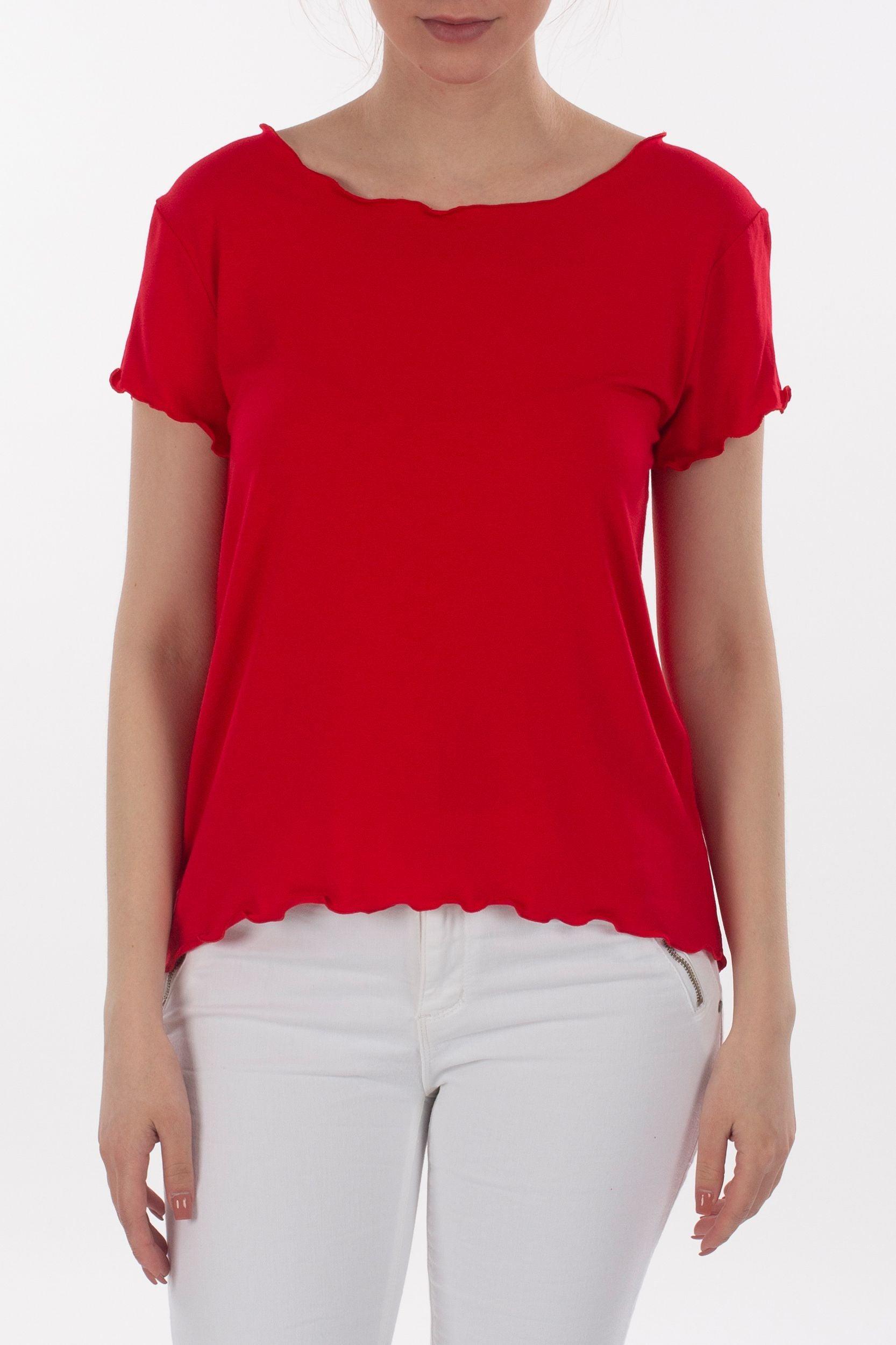 Basic T-Shirt mit Wellensaum - La Strada