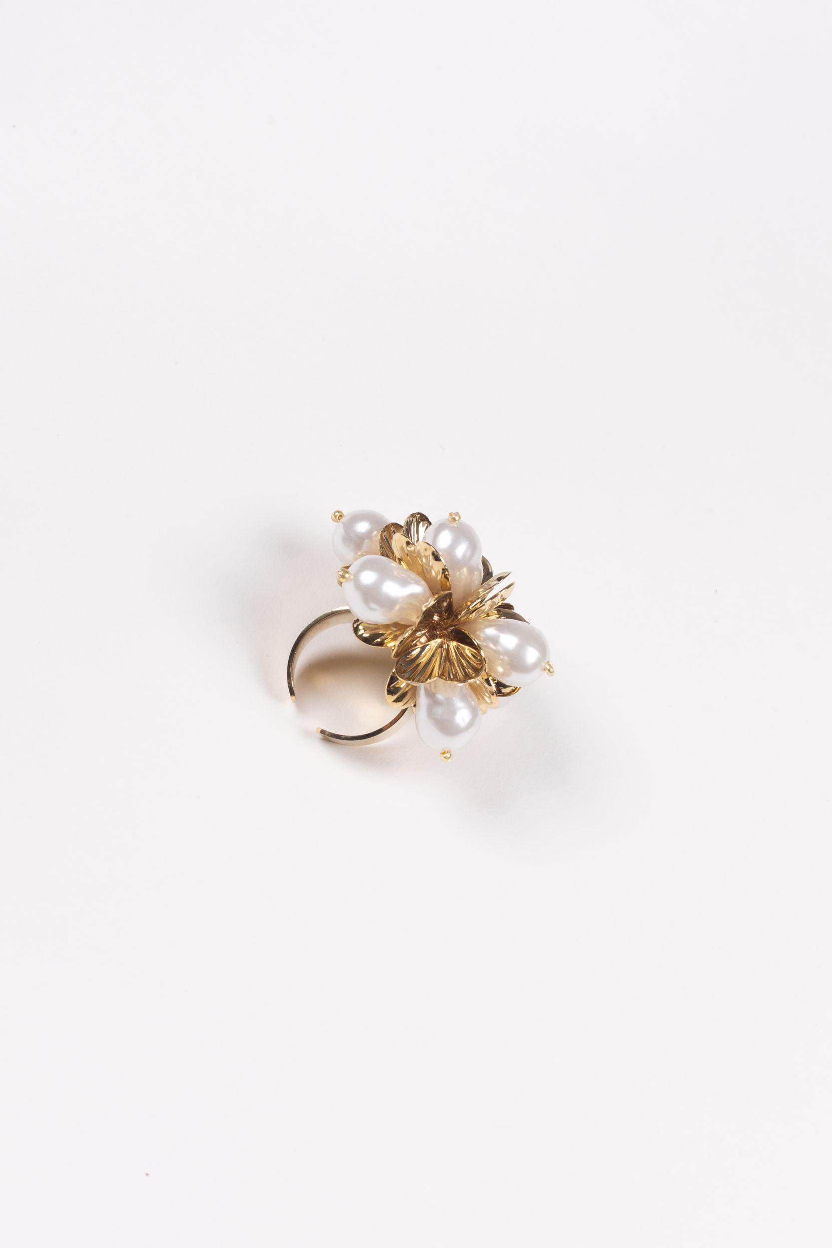 Blumen-Ring mit Perlen - La Strada
