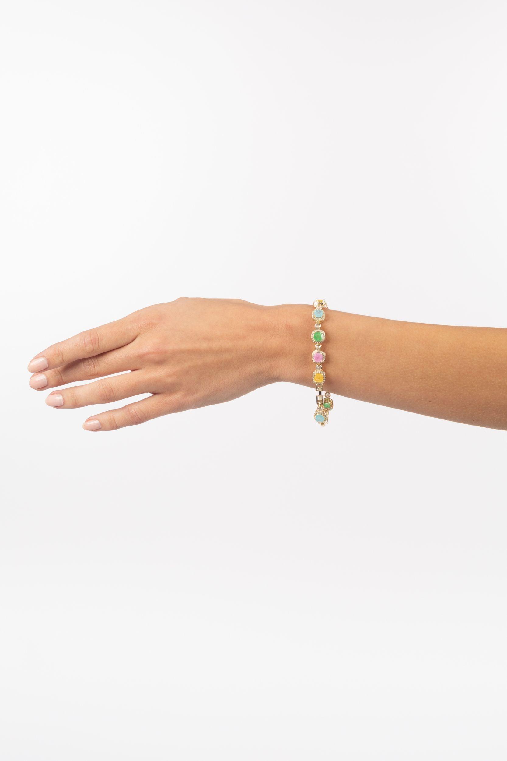 Goldenes Armband mit bunten Steinen - La Strada