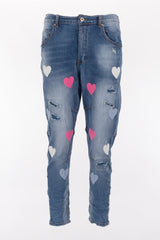 Jeans mit Herz-Print - La Strada