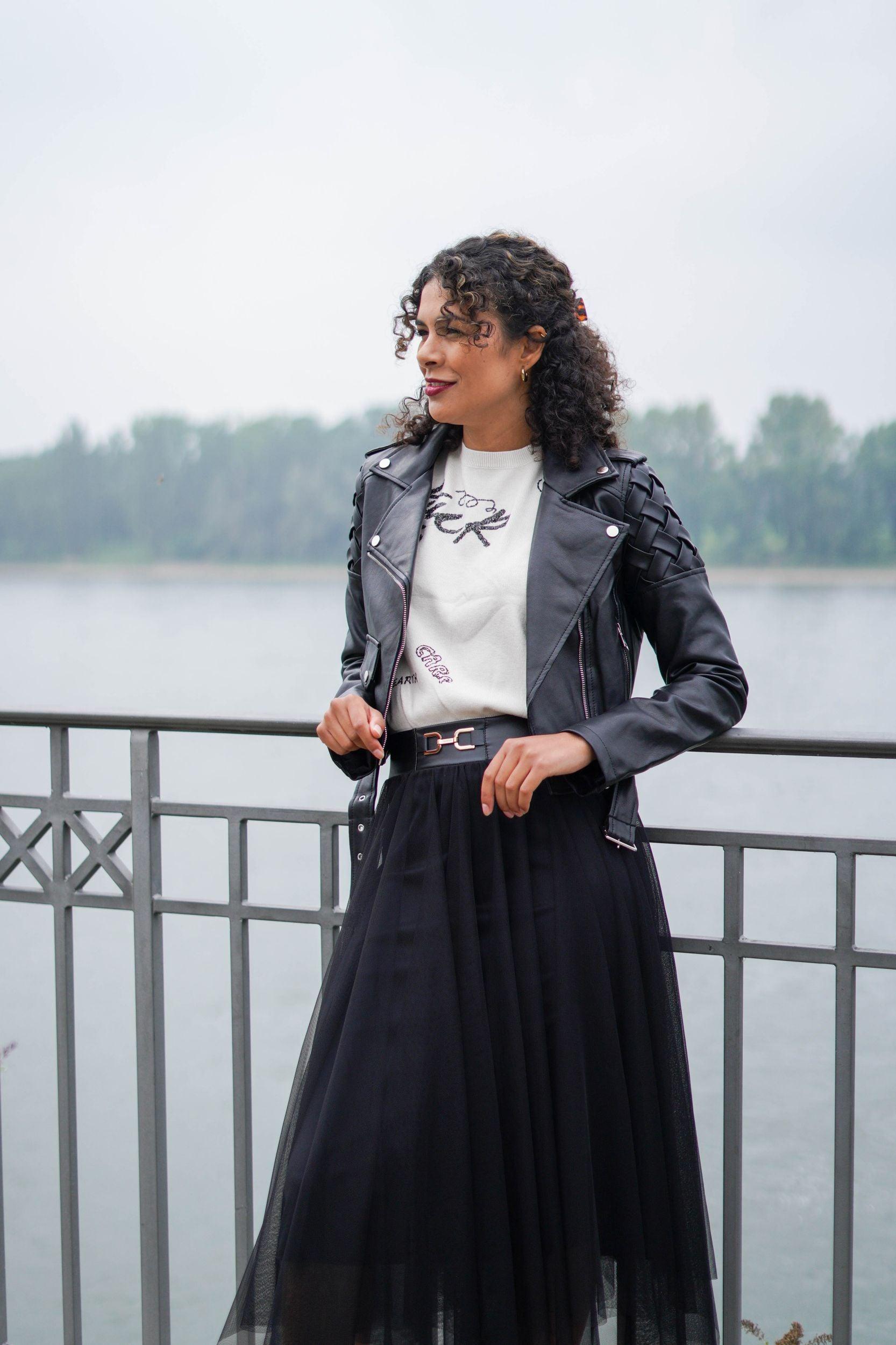 Lederjacke mit geflochtenen Details - La Strada
