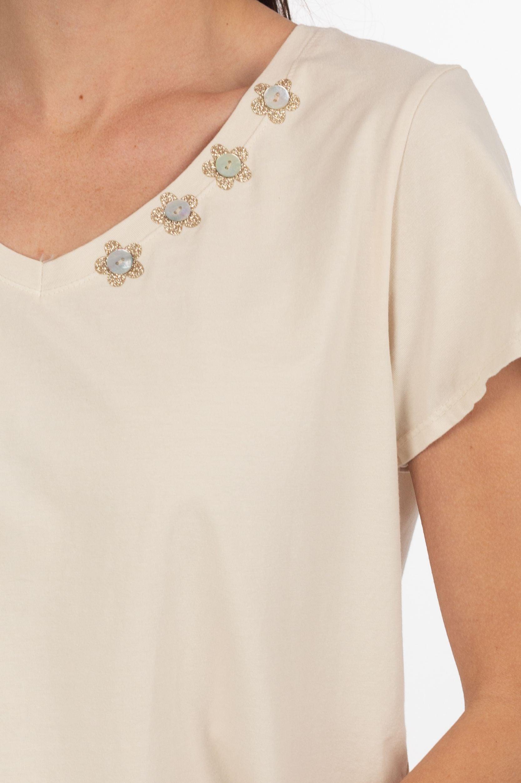 Lockeres T-Shirt mit Blumen - La Strada