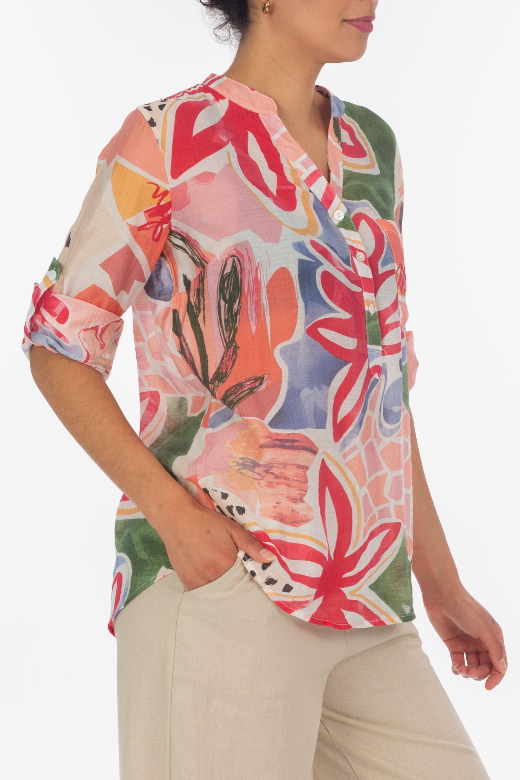 Luftige Bluse mit floralem Print - La Strada