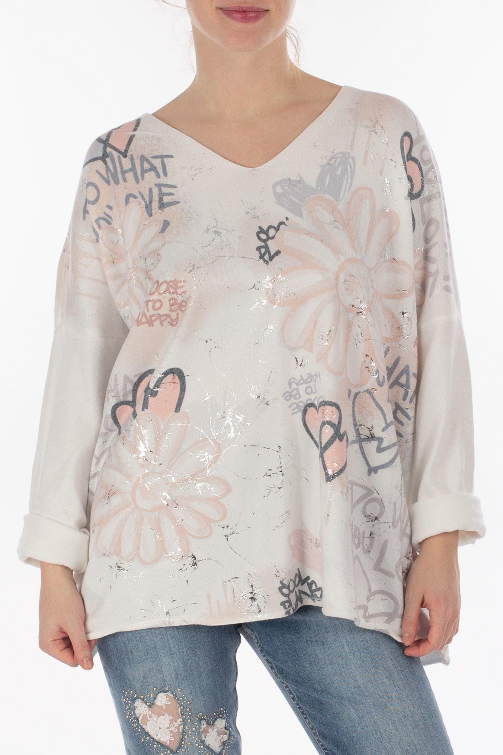 Oversized Pullover mit floralem Print - La Strada