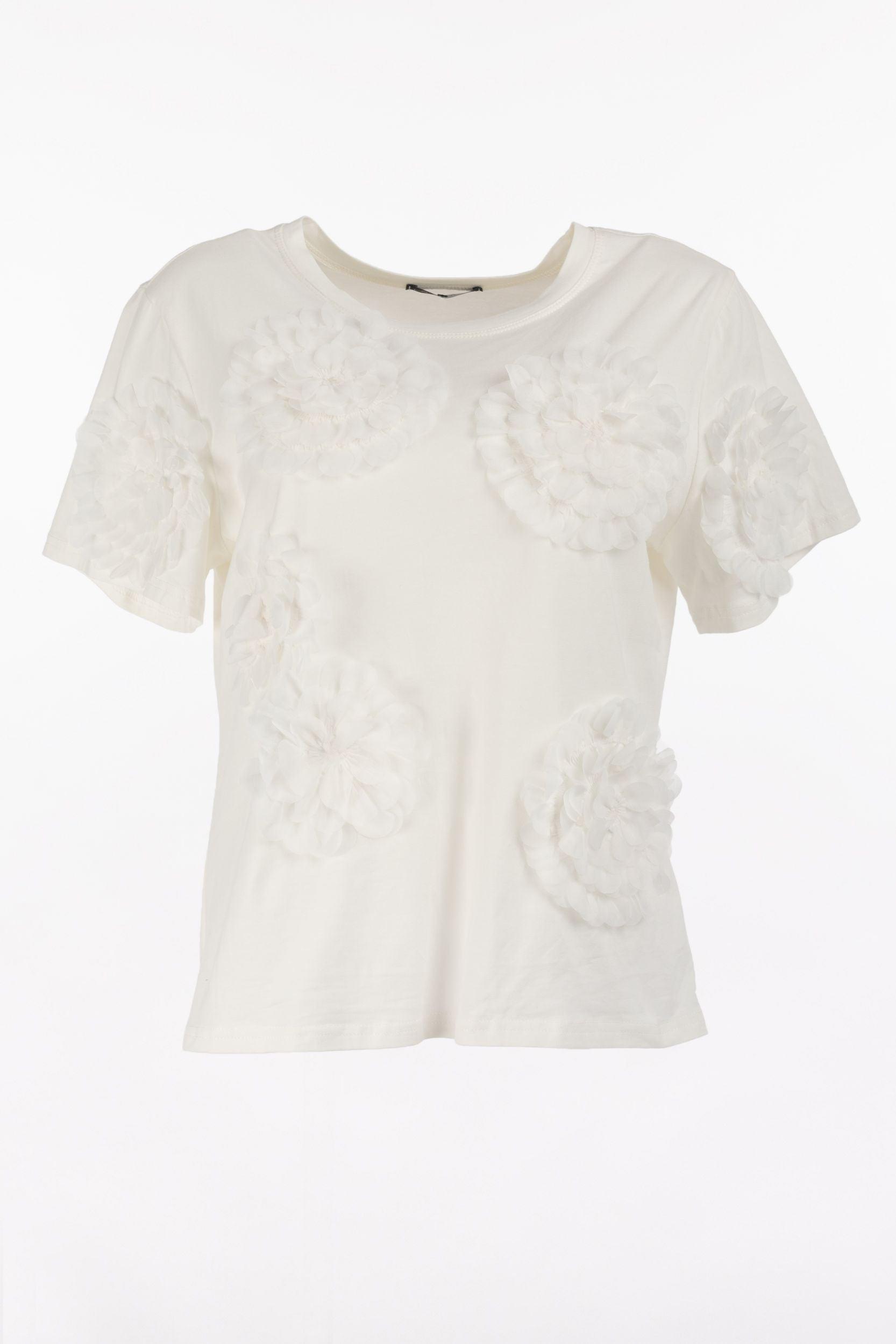 T-Shirt mit 3D-Blumen - La Strada