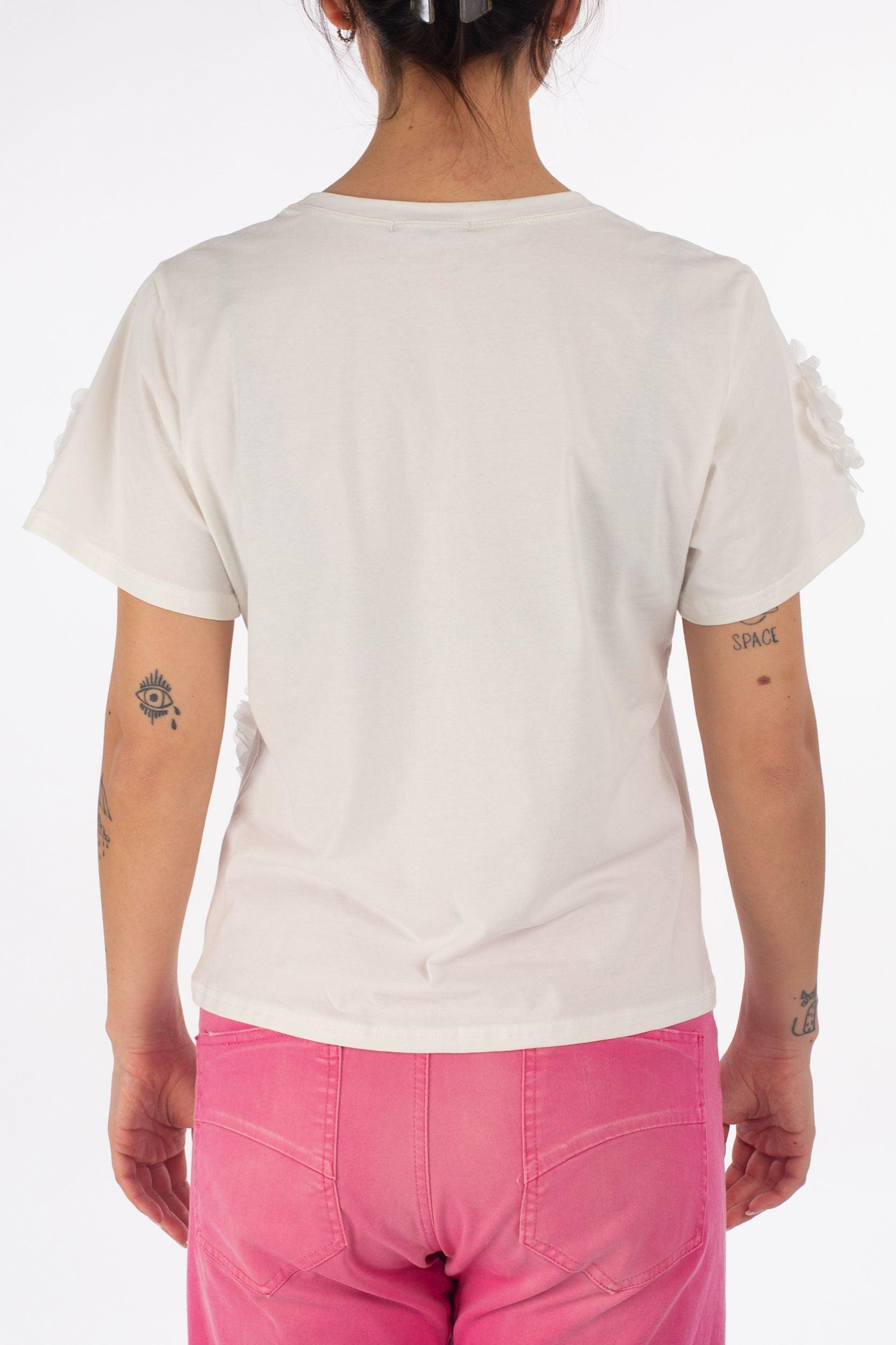 T-Shirt mit 3D-Blumen - La Strada