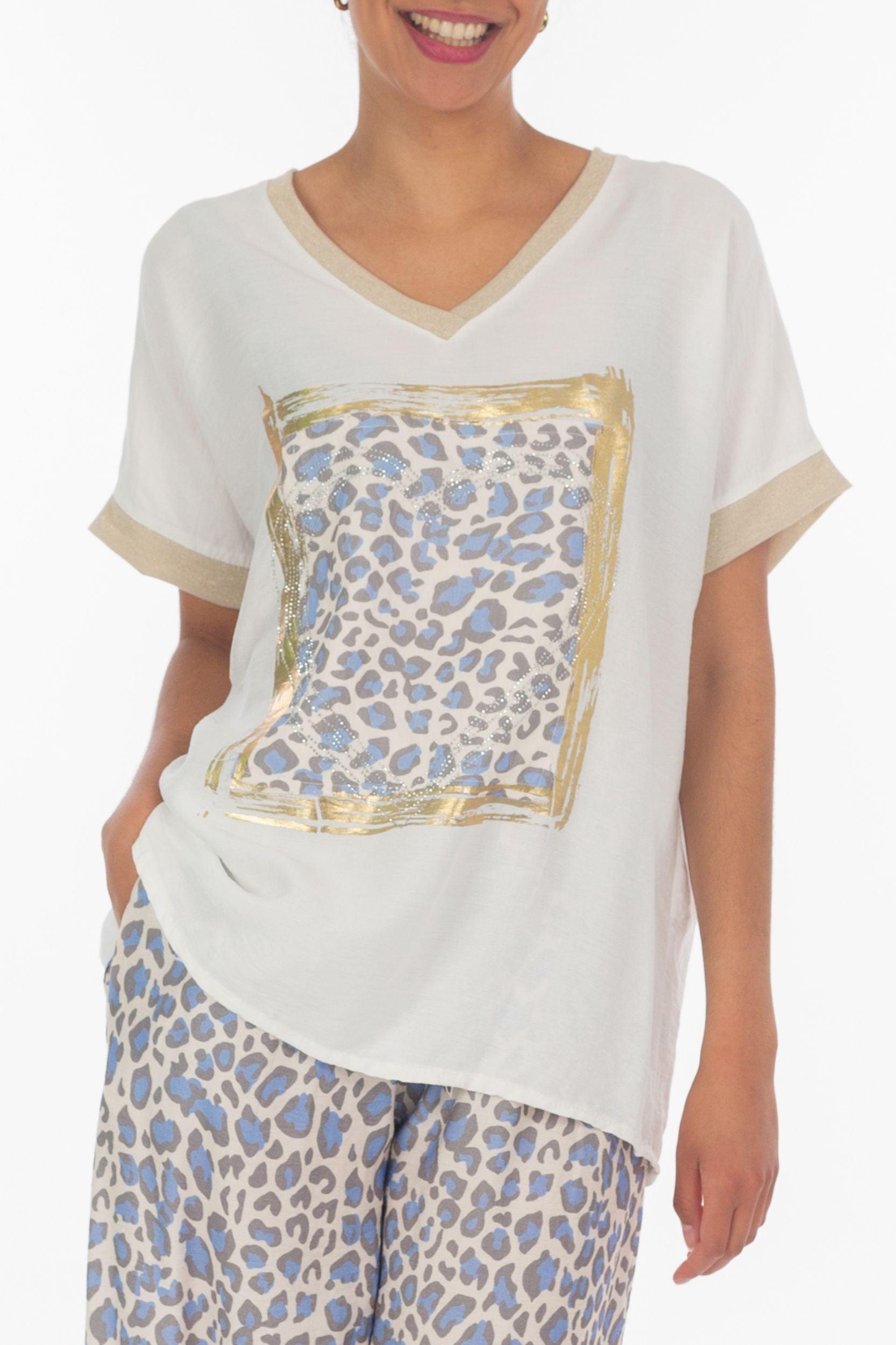 Viskose-Shirt mit Leo-Print - La Strada