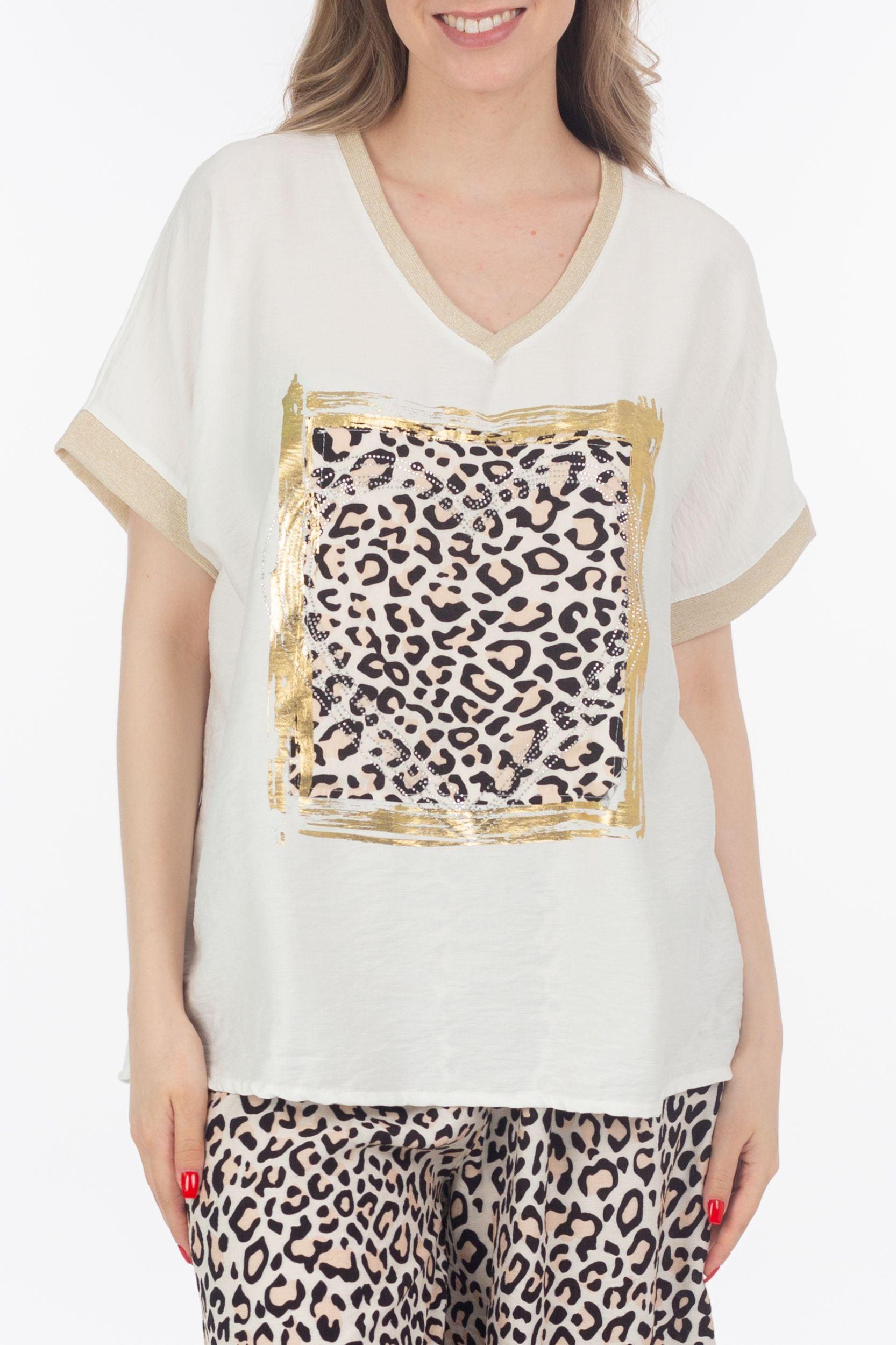 Viskose-Shirt mit Leo-Print - La Strada