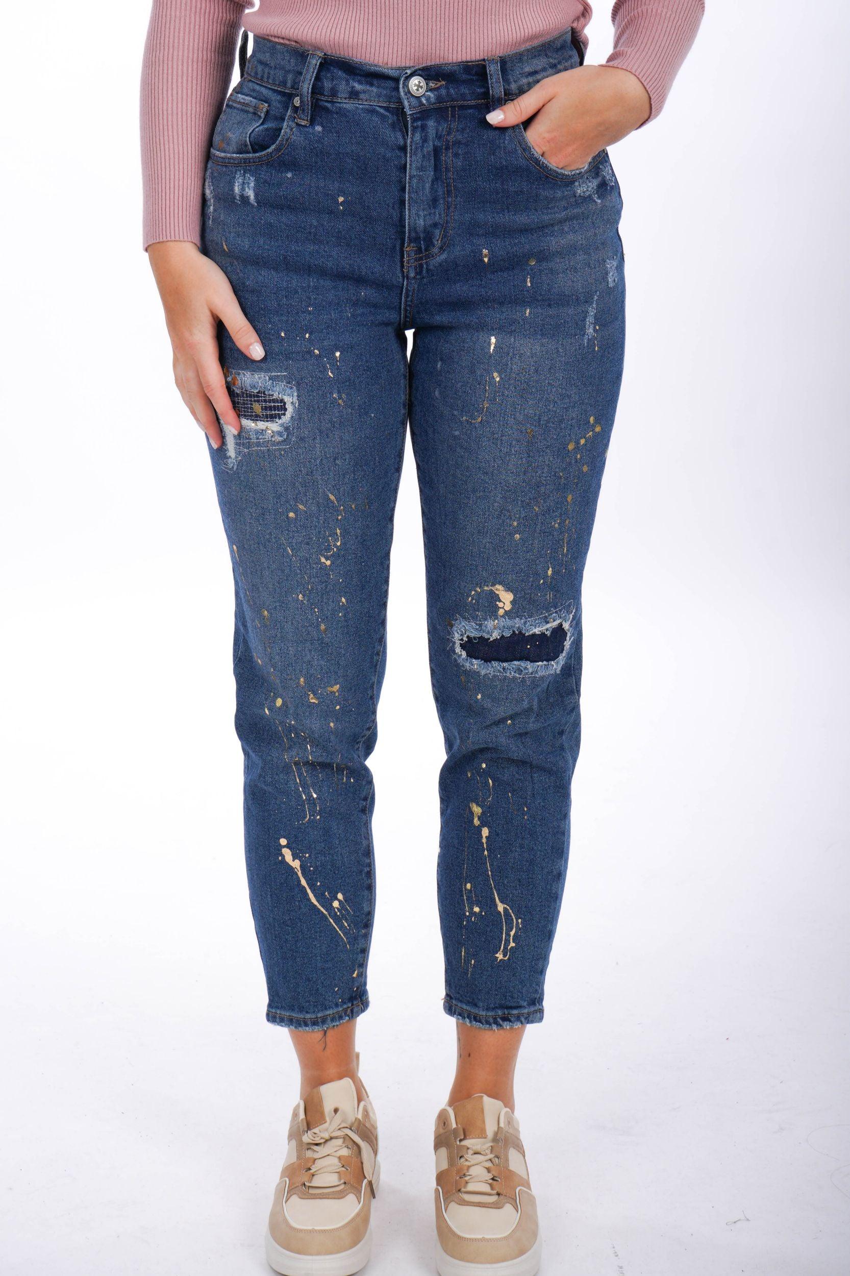 Destroyed Jeans mit Goldtupfern - La Strada