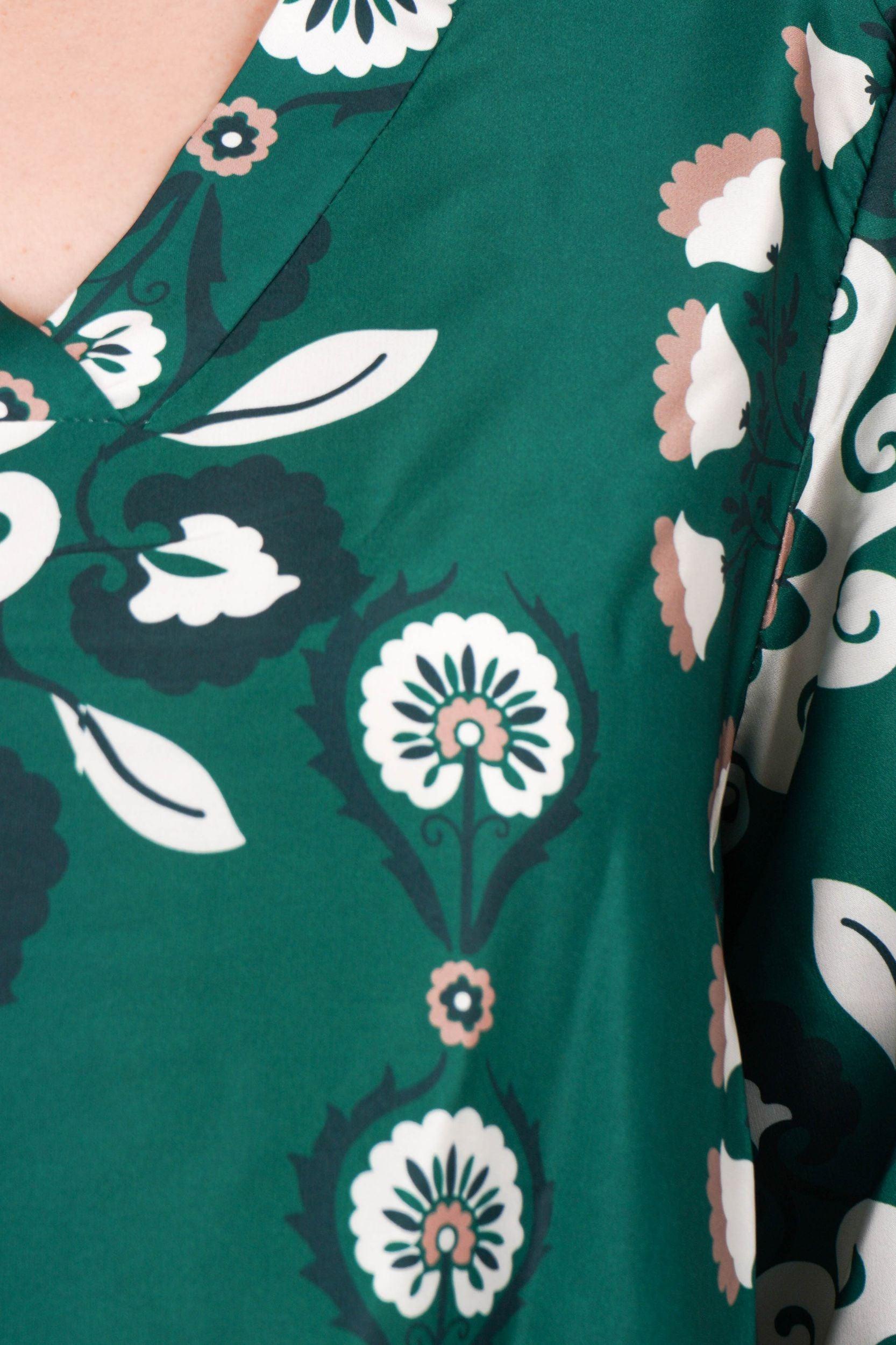 Florale Bluse mit V-Ausschnitt - La Strada