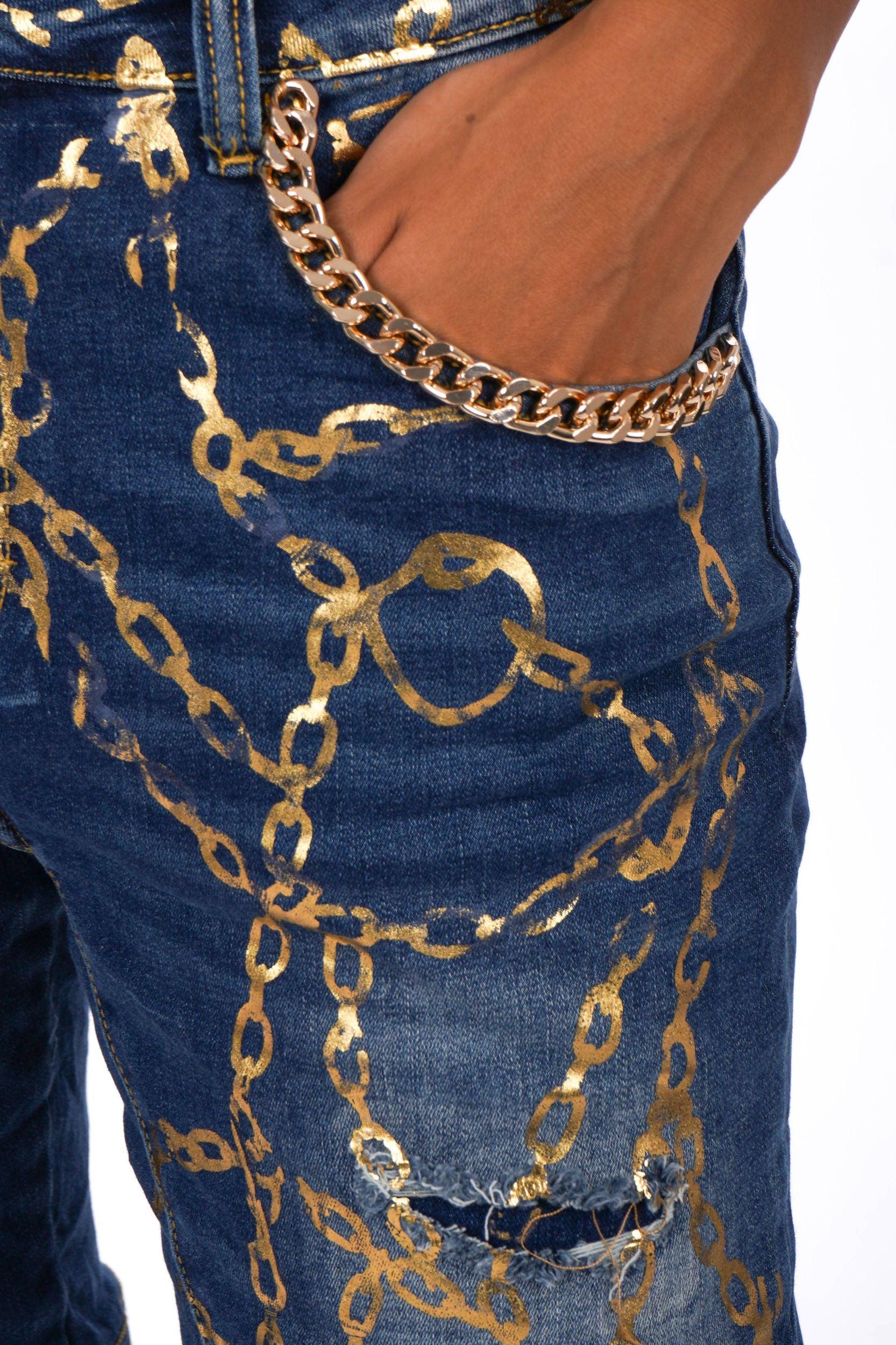 Jeans mit goldenen Ketten - La Strada