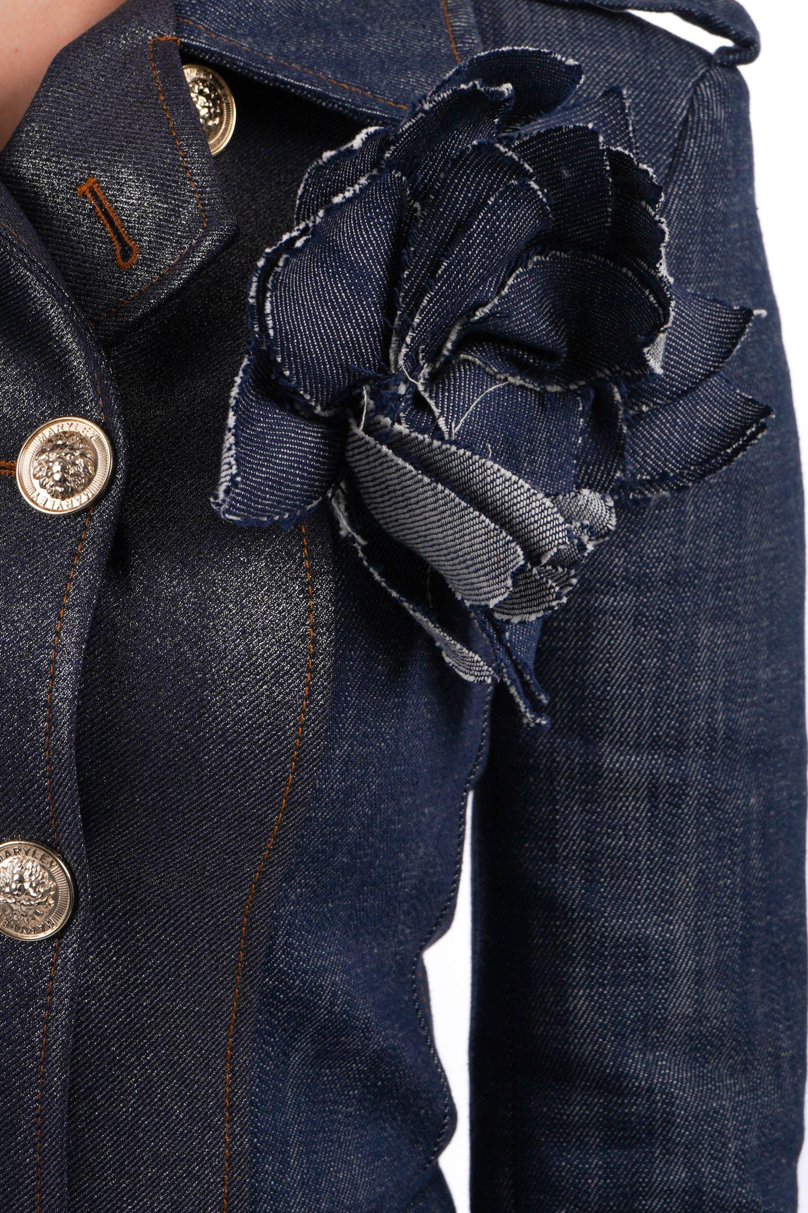 Jeansjacke mit 3D-Blume - La Strada