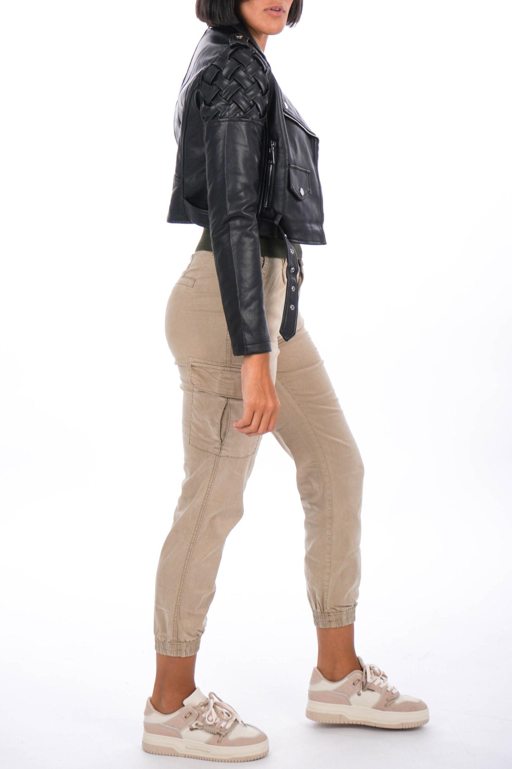 Lederjacke mit geflochtenen Details - La Strada