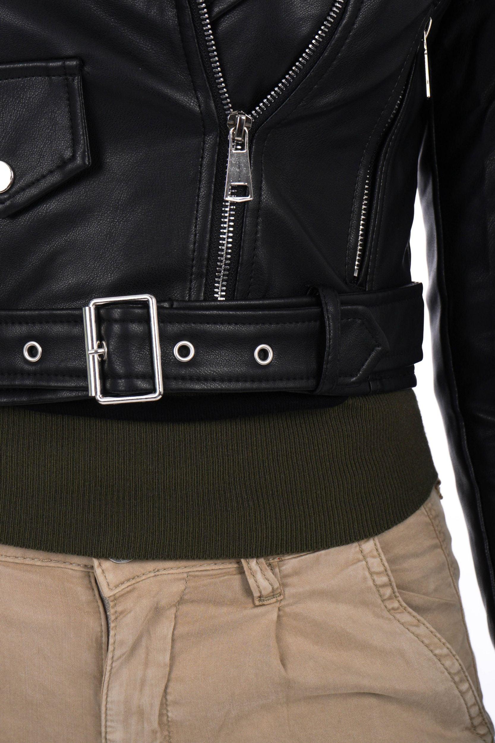 Lederjacke mit geflochtenen Details - La Strada