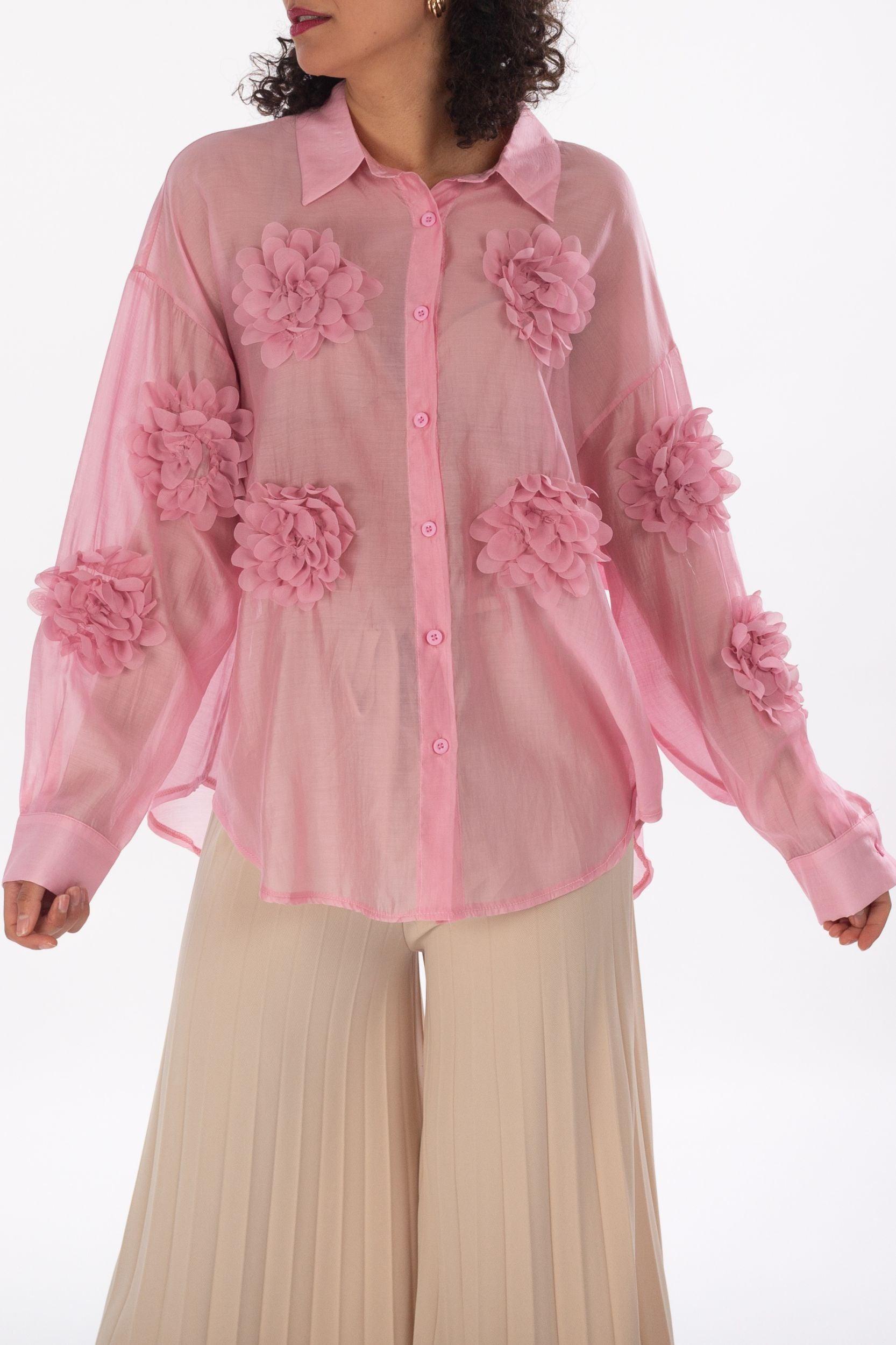Leichte Bluse mit 3D-Blumen - La Strada