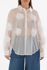 Leichte Bluse mit 3D-Blumen - La Strada