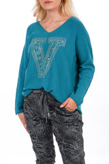 Pullover mit Print "V" - La Strada