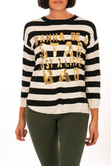 Pullover mit Streifen und Print - La Strada