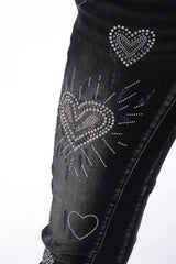 Schwarze Jeans mit Herzen - La Strada